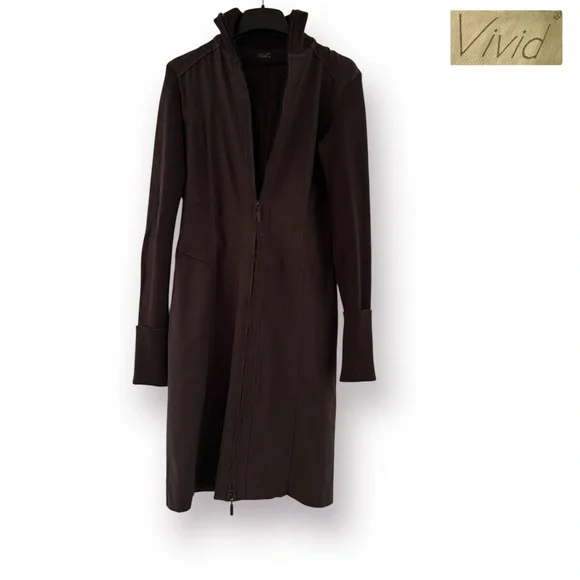 🛍️SALE🛍️ Vivid Vintage Women's Dress with a Front Full Zip Closure (Brown) - Picture 4 of 7